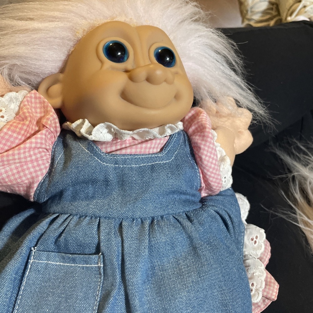 Russ Troll Doll 12" Pink Hair Denim Dress